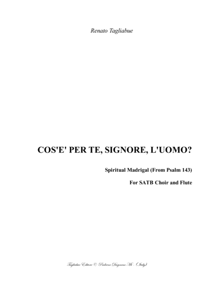 Free Sheet Music Cos E Per Te Signore L Uomo Spiritual Madrigal In Canon