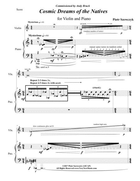 Cosmic Dreams Of The Natives For Violin And Piano Sheet Music