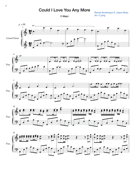 Free Sheet Music Could I Love You Any More C Major