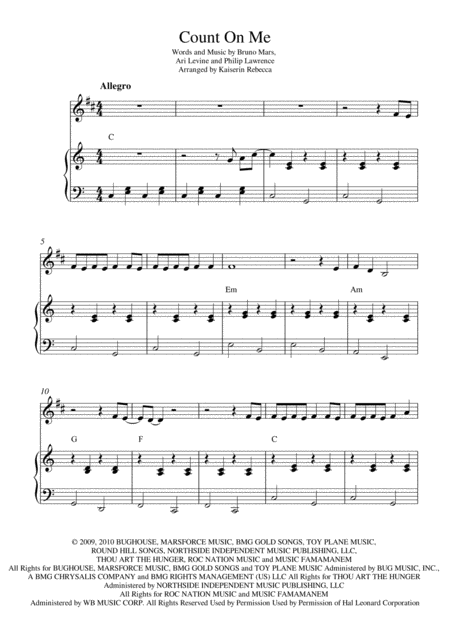 Count On Me Bb Trumpet Solo And Piano Accompaniment Sheet Music