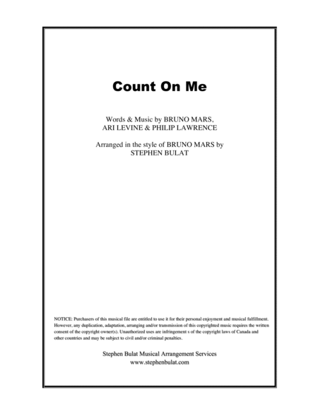 Free Sheet Music Count On Me Bruno Mars Lead Sheet In Original Key Of C