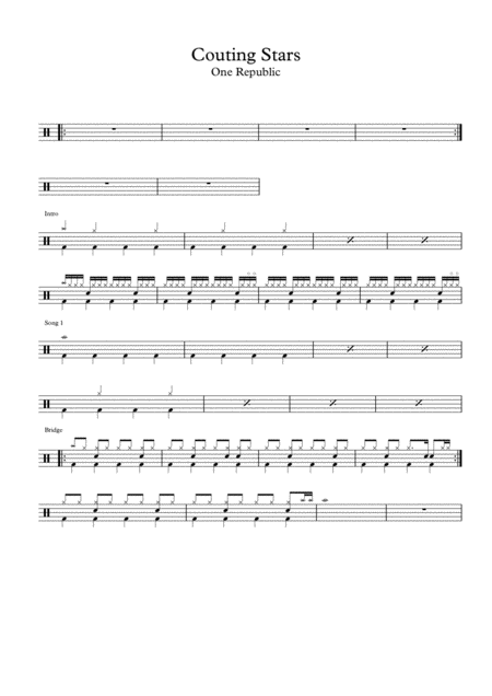 Counting Stars By One Republic Drum Scores Sheet Music