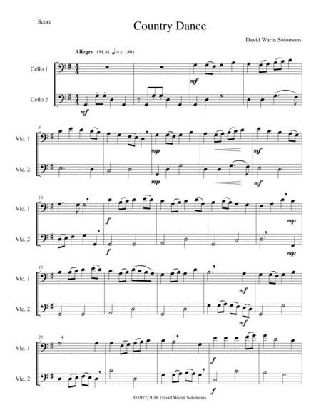 Country Dance For 2 Cellos Sheet Music