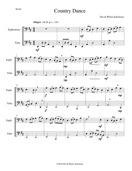 Free Sheet Music Country Dance For Euphonium Including Transposed Version And Tuba