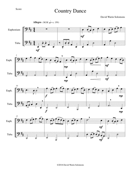 Country Dance For Euphonium Including Transposed Version And Tuba Sheet Music