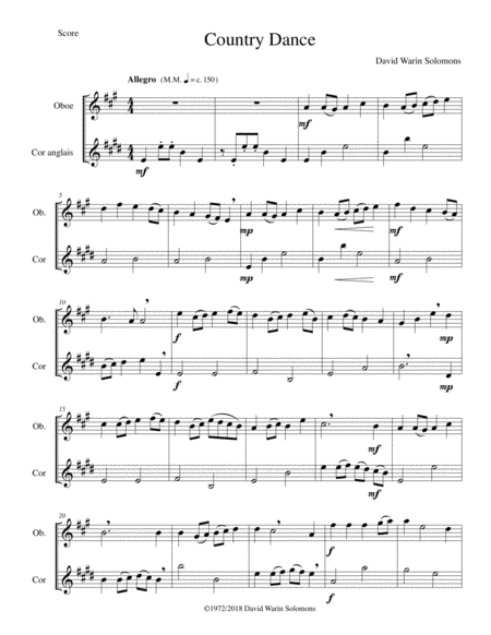 Country Dance For Oboe And Cor Anglais Sheet Music