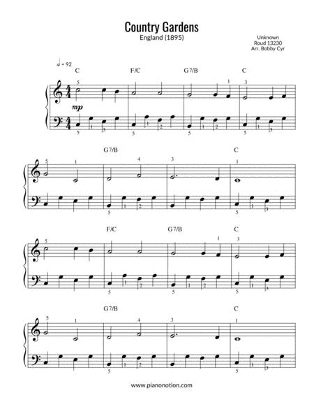 Free Sheet Music Country Gardens Easy Piano Solo