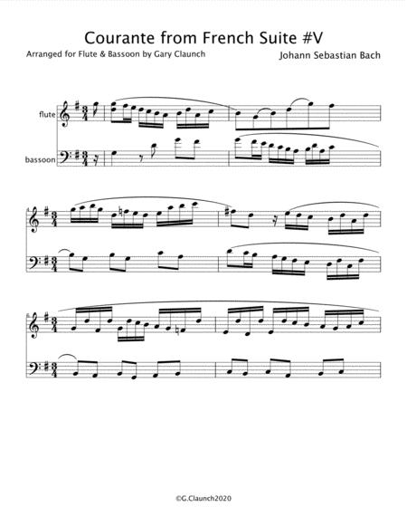 Free Sheet Music Courante From The French Suite V By Js Bach Arranged For Flute And Bassoon