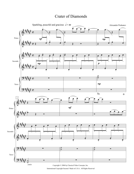 Crater Of Diamonds Piano Trio 1 Piano 6 Hands Sheet Music