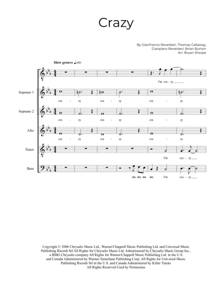 Crazy Ssatb A Cappella Sheet Music