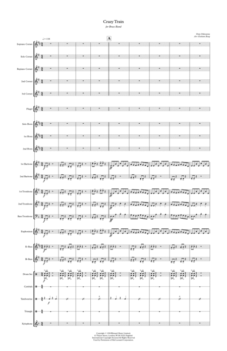 Crazy Train For Brass Band Sheet Music