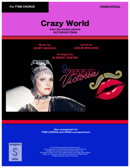 Crazy World From Victor Victoria For Ttbb Chorus Or Quartet With Piano Sheet Music