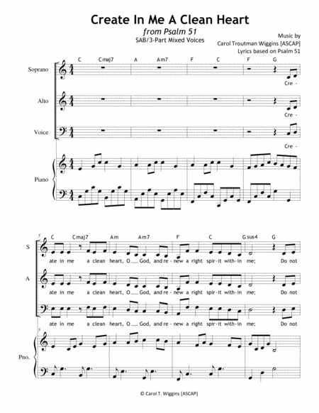 Create In Me A Clean Heart Sheet Music