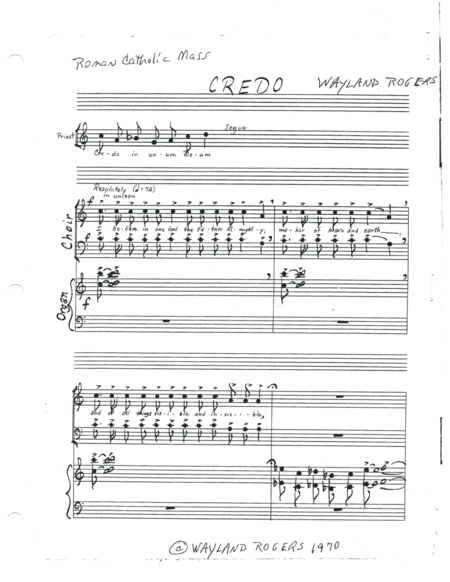 Credo In Unum Deum Sheet Music