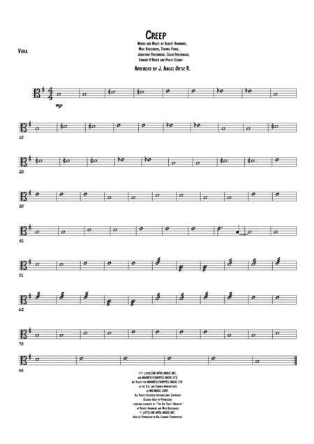Free Sheet Music Creep String Quartet Viola Part