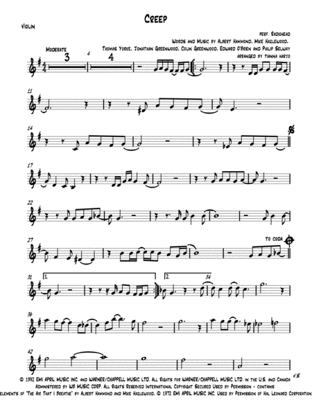 Free Sheet Music Creep String Trio Vln Vla Cello