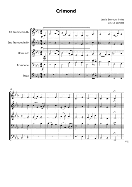 Free Sheet Music Crimond Hymn Tune For Brass Quintet With Descant
