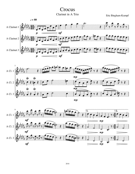 Crocus A Clarinet Trio Sheet Music