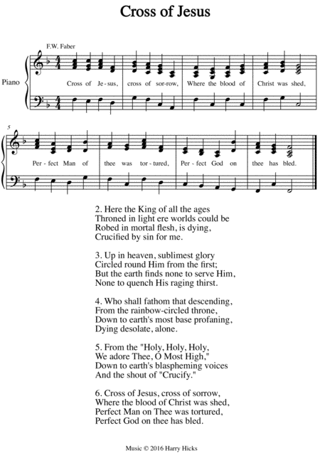 Cross Of Jesus A New Tune To A Wonderful Old Hymn Sheet Music