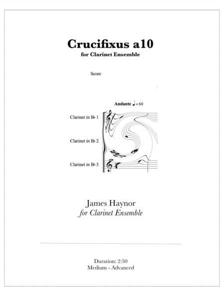 Free Sheet Music Crucifixus A10 For Clarinet Ensemble