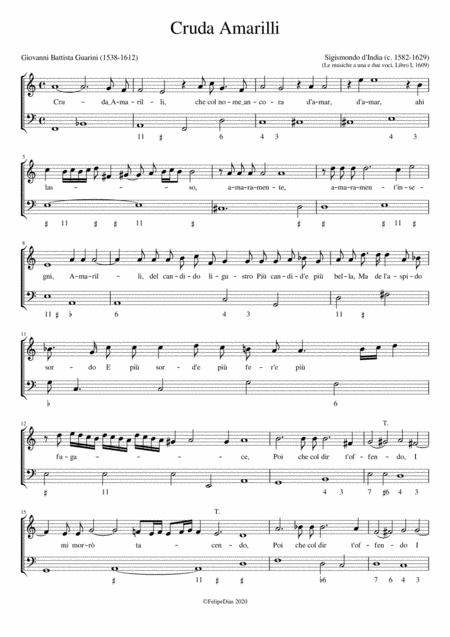 Free Sheet Music Cruda Amarilli