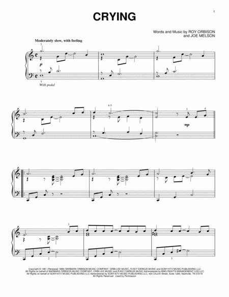 Free Sheet Music Crying