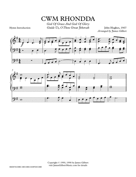 Cwm Rhondda God Of Grace Ora Sheet Music