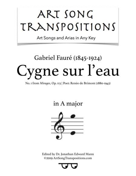 Cygne Sur L Eau Op 113 No 1 Transposed To A Major Sheet Music