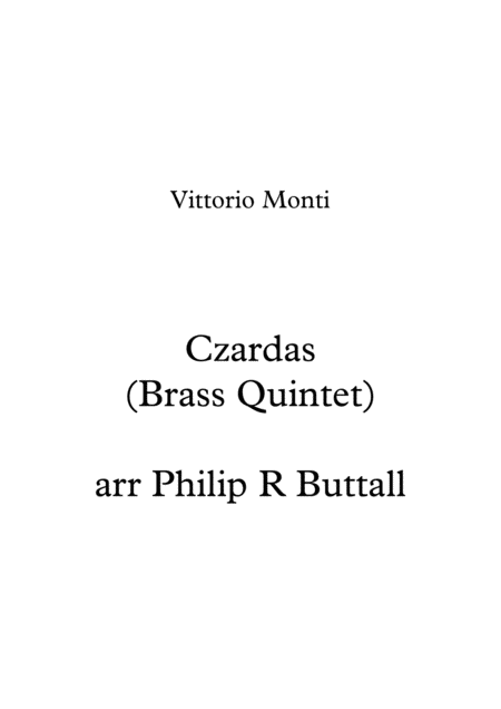 Free Sheet Music Czardas Brass Quintet Score