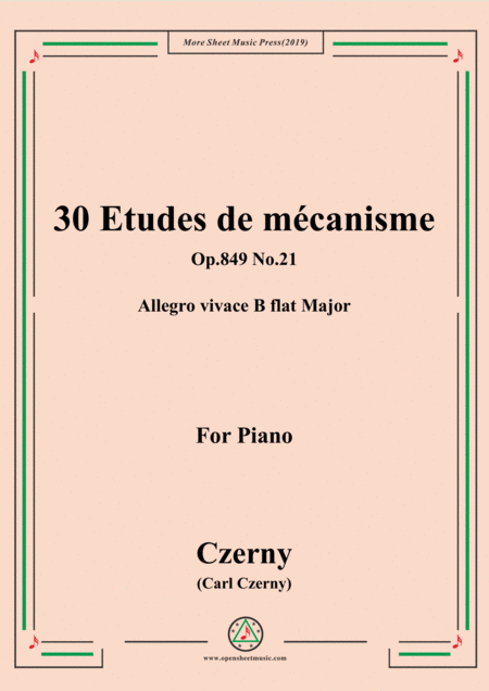 Free Sheet Music Czerny 30 Etudes De Mcanisme Op 849 No 21 Allegro Vivace B Flat Major For Piano