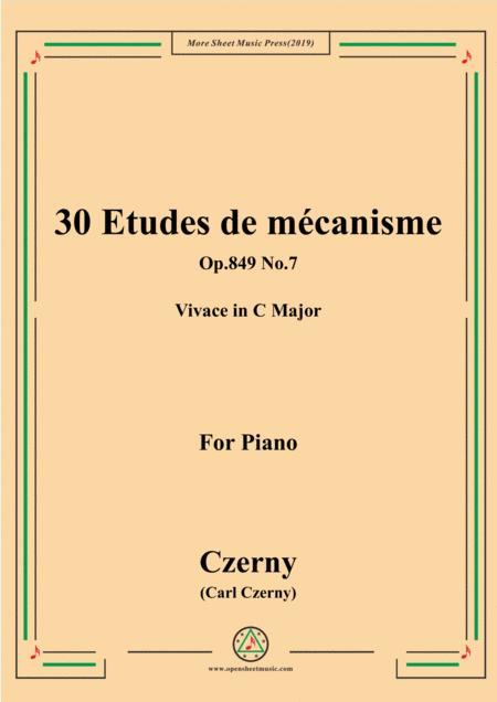 Czerny 30 Etudes De Mcanisme Op 849 No 7 Vivace In C Major For Piano Sheet Music