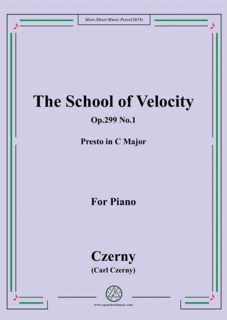 Czerny The School Of Velocity Op 299 No 1 Presto In C Major For Piano Sheet Music