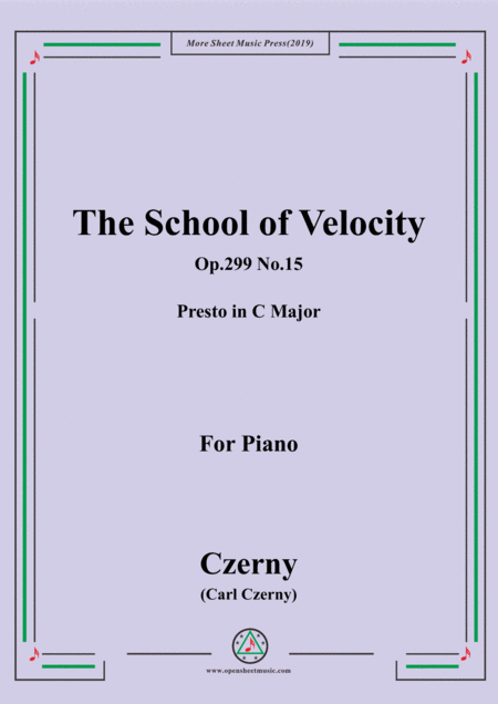 Czerny The School Of Velocity Op 299 No 15 Presto In C Major For Piano Sheet Music