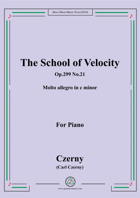 Czerny The School Of Velocity Op 299 No 21 Molto Allegro In C Minor For Piano Sheet Music