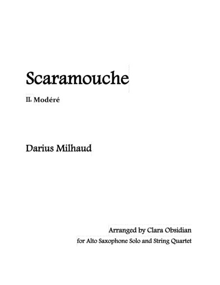 D Milhaud Scaramouche Ii Modr For Alto Saxophone Solo String Quartet Sheet Music