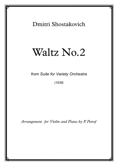 Free Sheet Music D Shostakovich Waltz No 2 From Suite For Variety Orchestra Violin And Piano