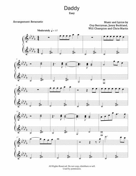 Daddy Coldplay Sheet Music Easy Piano Sheet Music