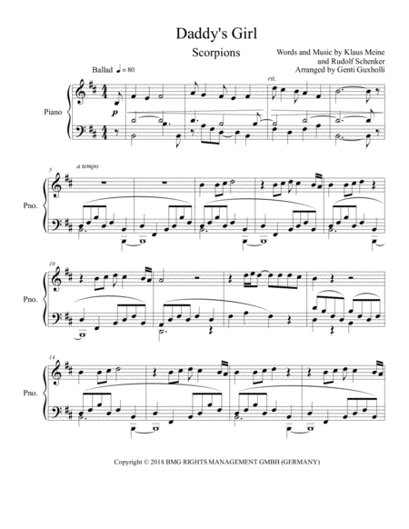 Free Sheet Music Daddys Girl Piano Solo