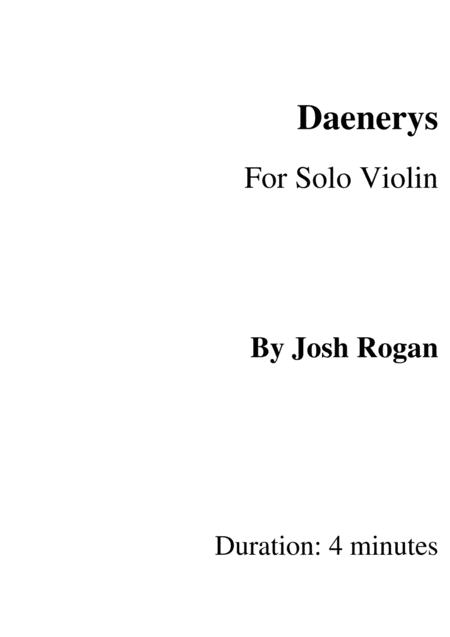 Daenerys For Solo Violin Sheet Music