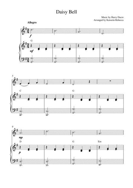 Free Sheet Music Daisy Bell For Harmonica Solo And Piano Accompaniment
