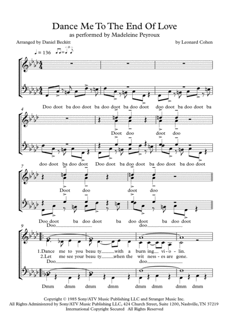 Free Sheet Music Dance Me To The End Of Love Madeleine Peyroux
