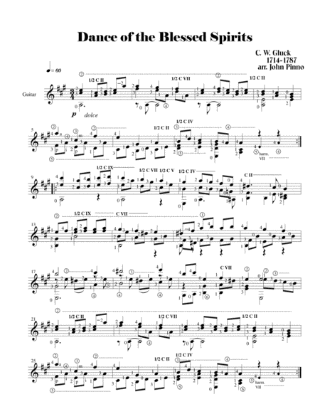 Dance Of The Blessed Spirits Solo Classical Guitar Sheet Music