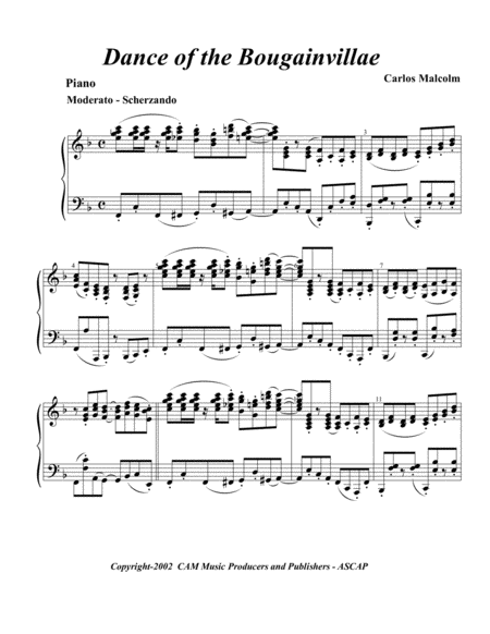 Free Sheet Music Dance Of The Bougainvillae