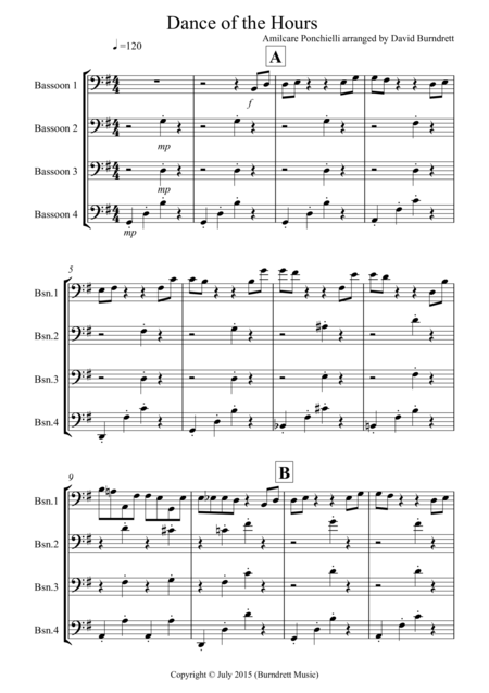 Dance Of The Hours For Bassoon Quartet Sheet Music