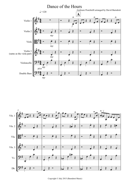 Free Sheet Music Dance Of The Hours For String Orchestra