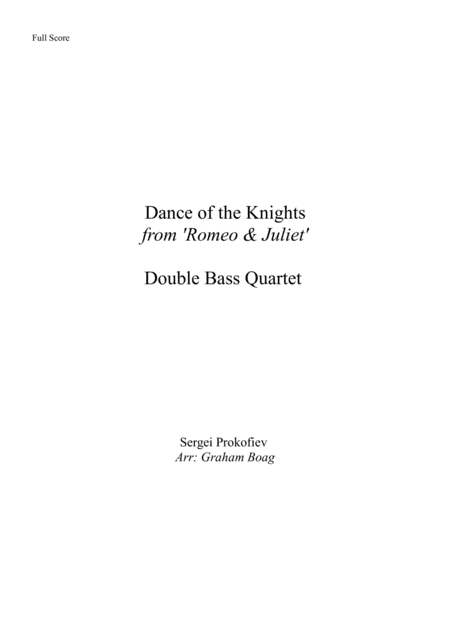 Free Sheet Music Dance Of The Knights For Double Bass Quartet