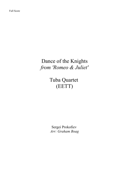 Dance Of The Knights For Tuba Quartet Eett Sheet Music