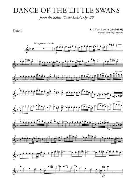 Free Sheet Music Dance Of The Little Swans For Flute Quartet