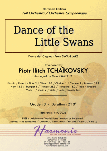 Dance Of The Little Swans From Swan Lake Tchakovsky Danse Des Cygnes Arrangement Marc Garetto Full Orchestra Sheet Music