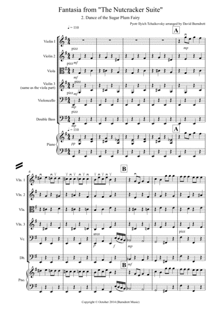 Dance Of The Sugar Plum Fairy Fantasia From Nutcracker For String Orchestra Sheet Music